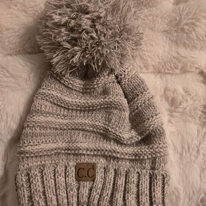 C.C Cozy Knit Pom-Pom Beanie - Tan